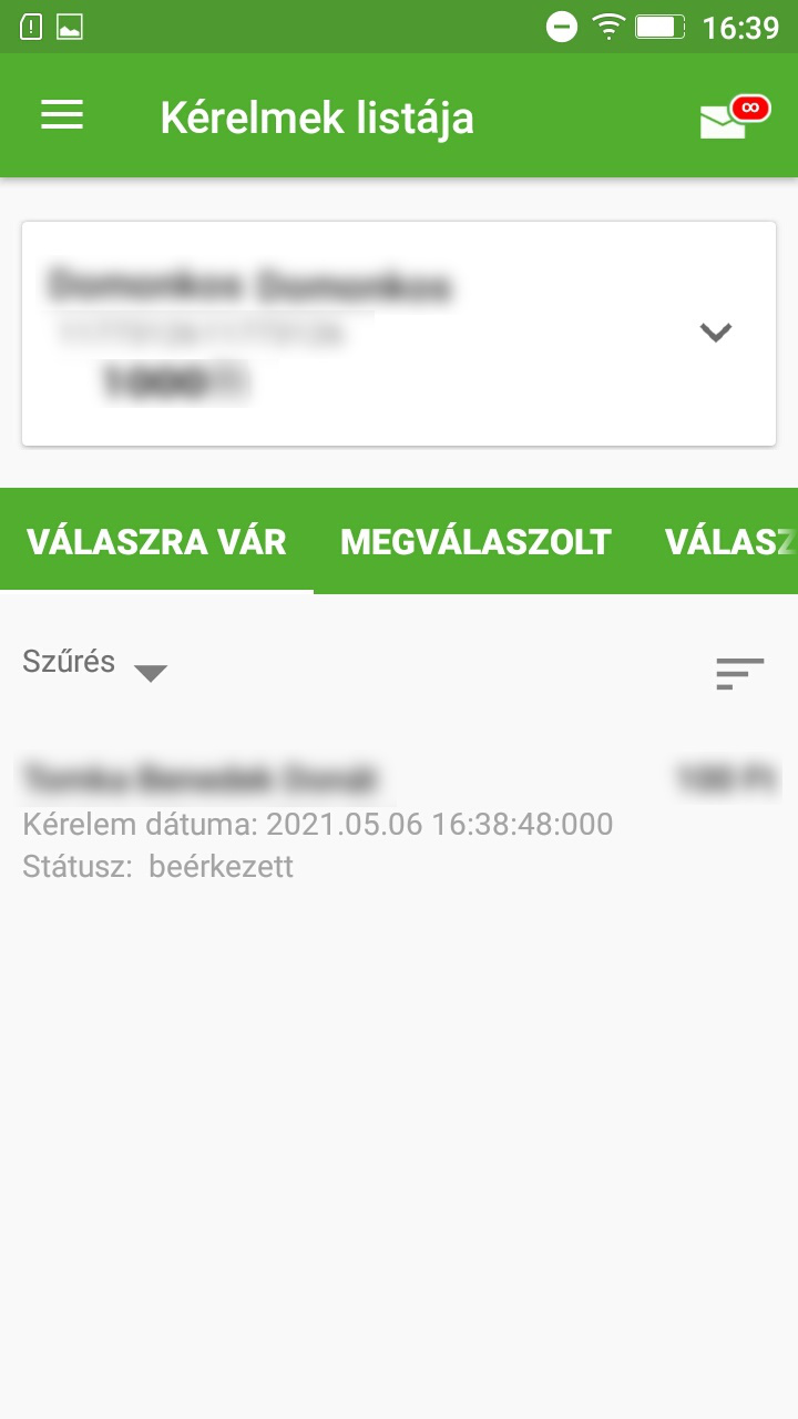 OTP mobilbank menü